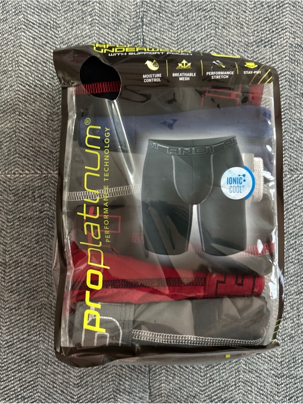 AND1 Men's Underwear Pro Platinum Boxer Briefs, 6 Pack, 9" Inseam- Long Leg- Sm